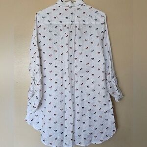For Cynthia White Shirt with Palm Tree Design